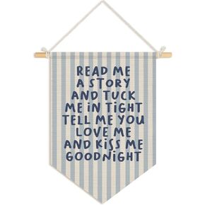 Wheatwin Kids Bedroom Decor, Read Me a Story and Kiss Me Good Night Wall Hanging Pennant Flag Banner, Kids Room Wall Decor for Boys Girls Toddler Nursery Bedroom 15x11 Inch
