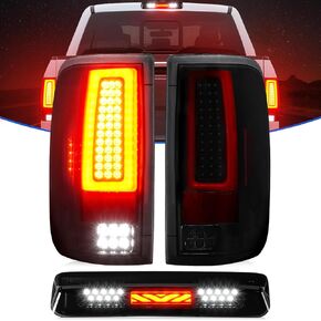 LED Tail Light Fit for Ford F150 2004-2008 Fleetside/Styleside Bed Model (Fit Factory Halogen Type) Rear Brake Lamp Taillight Assembly, Black Housing Smoke Lens
