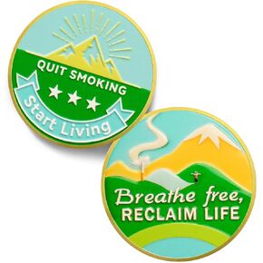 Cute Quit Smoking Sobriety Coin - Stop Smoking Aids That Work Sober Reminder Token - Recovery Breath Free Quit Vaping Nicotine Chips and Medallions - Inspirational Health Help Tool Gift for Men Women