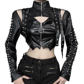 Win2win Punk Bolero تجاهل قمم المحاصيل للنساء القوطية Y2K Rave Emo Rock