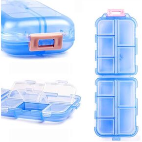 Travel Pill Organizer, Moisture Proof Daily Medicine Dispenser Box, Small Weekly Vitamin Case for Supplement, Fish Oil, Meds, Pocket Pharmacy Cute Capsule Container 10 Compartments, Pink