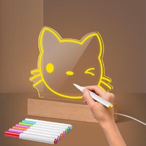 Cat Night Light for Kids - Cute Lamp with 4 Adjustable Brightness & 10 Color Changing,DIY Message Light Board for Bedroom Living Room Decor, Christmas Birthday Gift for Girls Women Kids