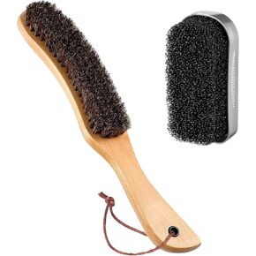 2 PCS Felt Hat Brushes Kit,Cowboy Hat Cleaner Including Horse Hair Brush and Cleaning Sponge Set,Sponge Polish Brushes for Western Cowboy Cowgirl,Baseball Caps