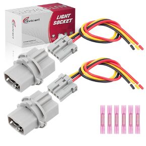 2PCS Tail Brake Light Socket with Pigtail Connector Fit for Honda Accord Civic Fit, Acura CL Rear Lamp Bulb Plug Holder Base and w/Female Wire Harness Assembly Replace OE 33515-S50-003