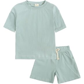 Toddler Boy Summer Outfits 3T 4T 5T Boys Clothes Kids Solid Shorts Set Cotton 2 Piece Clothing Sets
