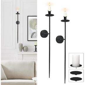 Gold Wall Candle Sconces Holder Set of 2, Long Candles Sconce Wall-Mounted Decor for Home Modern & Vintage, Large Metal Candlestick Art for Dining Room, Fireplace, Living Room, Bedroom 23.5''