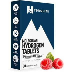 Molecular Hydrogen Tablets for Drinking Water with Magnesium | Highest Concentration H2 12,000 PPB | Energy Booster, Enhance Performance & Recovery | Made in USA, 30 Tablets (Raspberry)