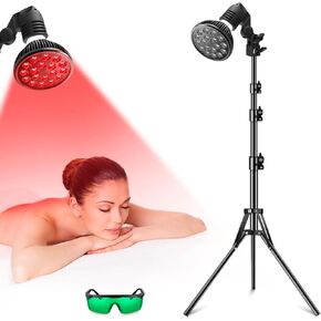 Red Light Therapy for Pain Relief,Red Light Therapy Lamp with Adjustable Stand-660nm & Near Infrared 850nm,Detachable 54W High Power Red Bulb for Face,Muscle,Body,Skin