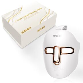 Led Face Mask Light Therapy, 7-1 Colors LED Facial Skin Care Mask, Red Light Therapy Mask for Face, Gold