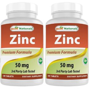Best Naturals Zinc 50mg Supplements (as Zinc Picolinate) - Zinc Vitamins for Adults Immune Support - 120 Tablets (120 Count (Pack of 3))