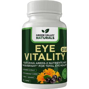 Eye Vitality Plus Supplement, with Areds-2 Nutrients, Maquibright, Marigold Flower, Vitamins C & E, Zinc, Copper, 60 Capsules (1)