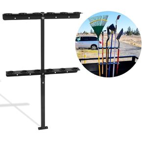 Vertical Hand Rack for Enclosed Landscaping Truck Trailer Garage or Shed Walls Holds 6 Tools for Shovels, Rakes, Hoes, Open Trailer Storage, 1 Pack (Black)