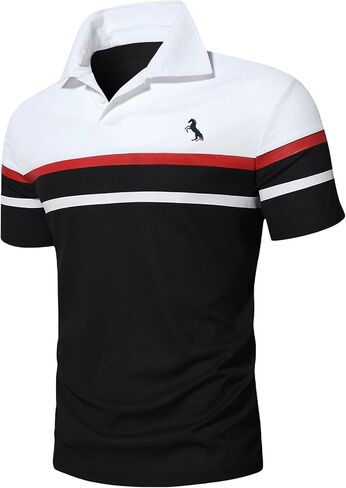 SOLY HUX Men's Graphic Golf Shirts Short Sleeve Casual Work Shirts Color Block Collared T-Shirt in Saudi Arabia