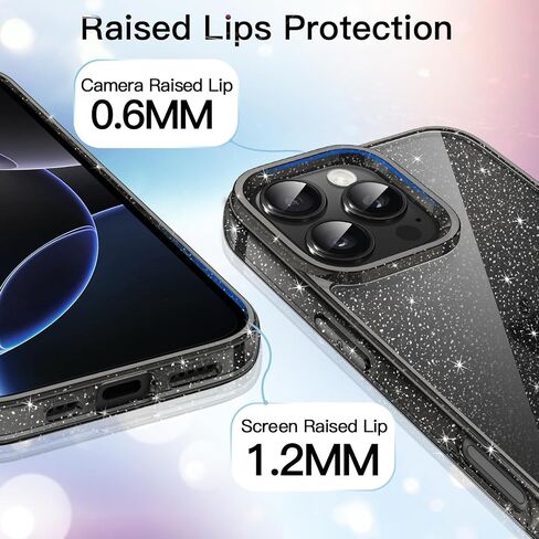 حافظة JETech اللامعة لهاتف iPhone 16 Pro مقاس 6.3 بوصة، غطاء ممتص للصدمات مضاد للصدمات، لطيف لامع للنساء والفتيات (شفاف) in Saudi Arabia
