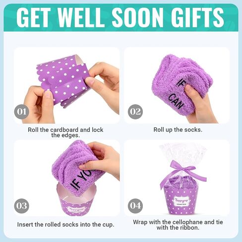 HAPPYPOP Get Well Soon Socks Surgeon Recovery Socks - Get Well Soon Gifts After Surgery Gifts Gifts For Someone Who Is Sick in Purple in Saudi Arabia