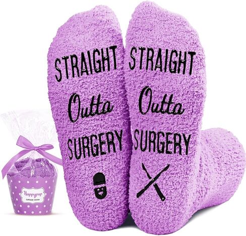 HAPPYPOP Get Well Soon Socks Surgeon Recovery Socks - Get Well Soon Gifts After Surgery Gifts Gifts For Someone Who Is Sick in Purple in Saudi Arabia