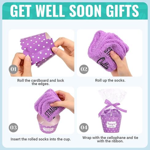 HAPPYPOP Get Well Soon Socks Surgeon Recovery Socks - Get Well Soon Gifts After Surgery Gifts Gifts For Someone Who Is Sick in Purple in Saudi Arabia