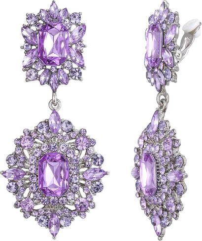 Flyonce Women's Rhinestone Crystal Art Deco Vintage Style Gatsby Clip-on Dangle Chandelier Earrings in Saudi Arabia