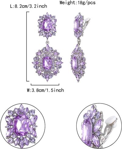 Flyonce Women's Rhinestone Crystal Art Deco Vintage Style Gatsby Clip-on Dangle Chandelier Earrings in Saudi Arabia