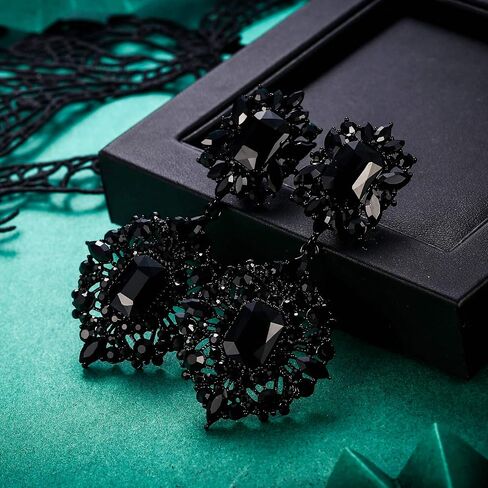 Flyonce Women's Rhinestone Crystal Art Deco Vintage Style Gatsby Clip-on Dangle Chandelier Earrings in Saudi Arabia