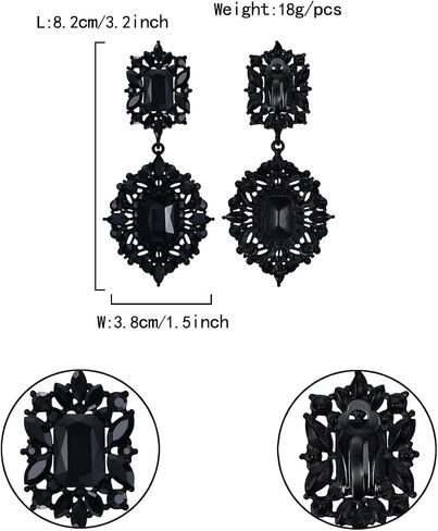 Flyonce Women's Rhinestone Crystal Art Deco Vintage Style Gatsby Clip-on Dangle Chandelier Earrings in Saudi Arabia
