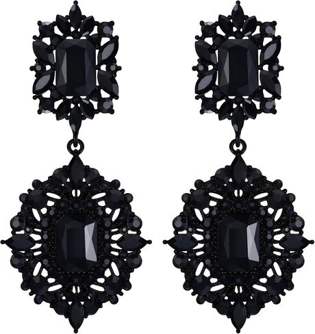 Flyonce Women's Rhinestone Crystal Art Deco Vintage Style Gatsby Clip-on Dangle Chandelier Earrings in Saudi Arabia