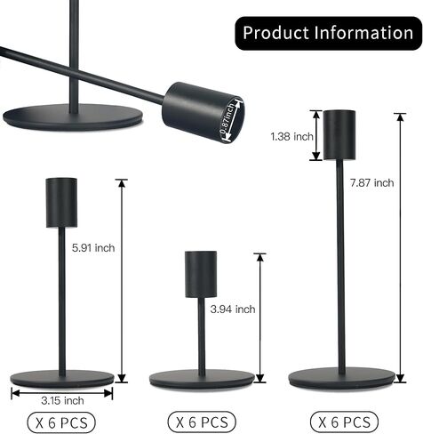 حاملي الشمعدان الذهبي - شمعدان معدني زخرفي كبير للشموع الفاتحة - قطره 0.8 بوصة - شمعة ذهبية تقف لديكور حفل زفاف منزل حفل زفاف (مجموعة من 18) in Kuwait