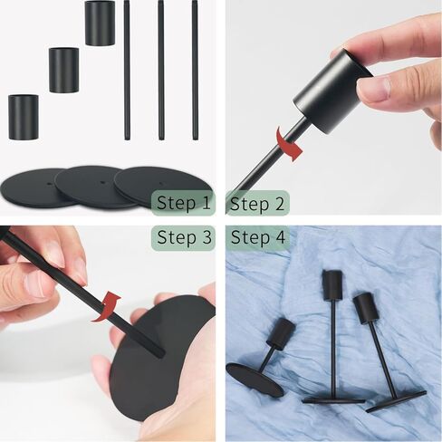 حاملي الشمعدان الذهبي - شمعدان معدني زخرفي كبير للشموع الفاتحة - قطره 0.8 بوصة - شمعة ذهبية تقف لديكور حفل زفاف منزل حفل زفاف (مجموعة من 18) in Kuwait