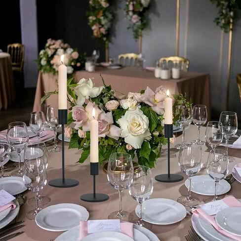 حاملي الشمعدان الذهبي - شمعدان معدني زخرفي كبير للشموع الفاتحة - قطره 0.8 بوصة - شمعة ذهبية تقف لديكور حفل زفاف منزل حفل زفاف (مجموعة من 18) in Kuwait