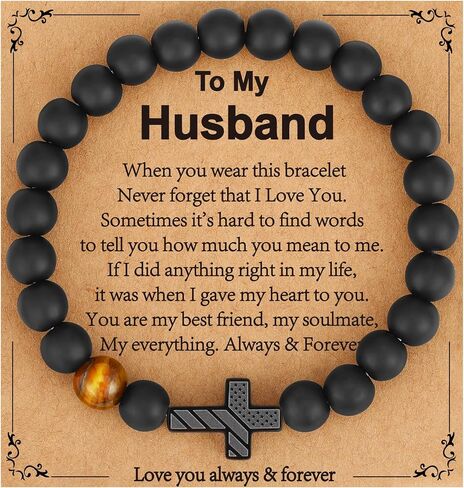 Father's Day Gifts for Dad Daddy New Dad Stepdad Husband, American Flag Cross Beads Bracelet Jewelry Gifts for Father Men from Daughter Son Wife in Saudi Arabia