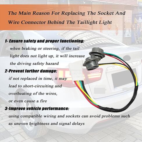 XQSMWF Taillight Lamp Rear Socket Wiring Harness Compatible With Kia Forte 2009 2010 2011 2012 2013 Socket Harness Taillight replace 92440-1M200 in Saudi Arabia
