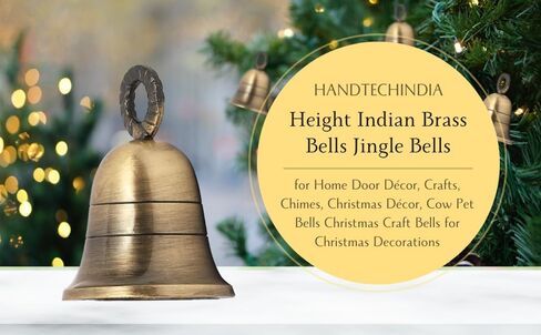 أجراس أجراس نحاسية هندية لديكور باب المنزل، والحرف اليدوية، والدقات، وديكور عيد الميلاد، وأجراس الحيوانات الأليفة البقرة لأجراس عيد الميلاد لتزيين عيد الميلاد (4، كلاسيكي) in Kuwait