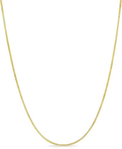 14k Yellow Gold Solid Box Chain Necklace for Women Jewelry with Lobster Clasp in Saudi Arabia