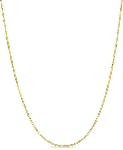 14k Yellow Gold Solid Box Chain Necklace for Women Jewelry with Lobster Clasp in Saudi Arabia