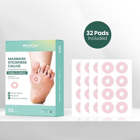 Welnove Corn Cushions for Toes - 32 Count Callus Cushions with Water-Resistant Self-Stick Adhesive, Provide Cushioning and Reduce Pain from Corns Rubbing, Protects Foot and Toes（Beige, 32 Count） in Kuwait
