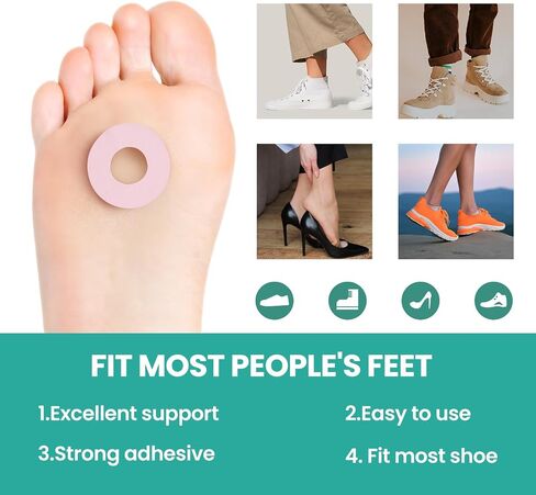Welnove Corn Cushions for Toes - 32 Count Callus Cushions with Water-Resistant Self-Stick Adhesive, Provide Cushioning and Reduce Pain from Corns Rubbing, Protects Foot and Toes（Beige, 32 Count） in Kuwait