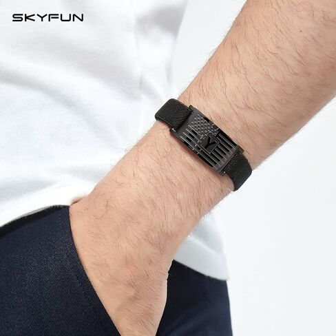 American Flag Initial Bracelet for Men Adjustable Elastic Stretch A-Z Letter Bracelets Wristband Patriotic Birthday Christmas Jewelry Gifts for Dad Son in Kuwait