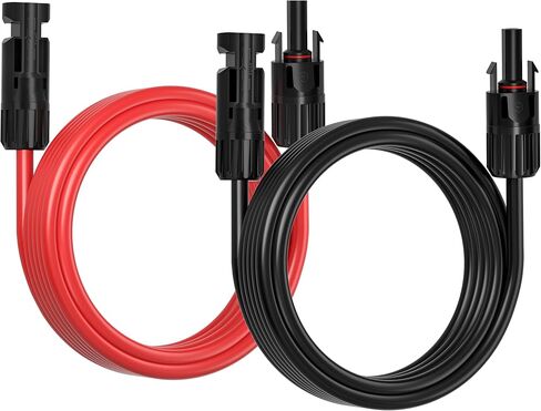 كابل تمديد شمسي 10 أقدام 10AWG (6 مم²) مع موصلات أنثى وذكر، محول لوحة شمسية لسلك تمديد شمسي للألواح الشمسية RV (زوج واحد أسود وأحمر) in Saudi Arabia