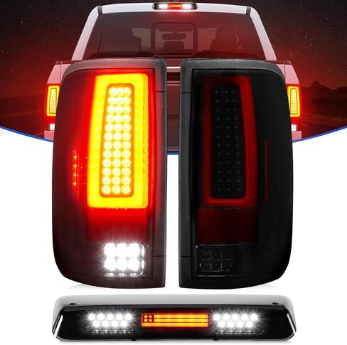 ضوء خلفي LED مناسب لسيارة Ford F150 2004-2008 Fleetside/Styleside Bed Model (مناسب لنوع الهالوجين في المصنع) مجموعة الضوء الخلفي لمصباح الفرامل الخلفية، عدسة دخان سوداء اللون in Kuwait