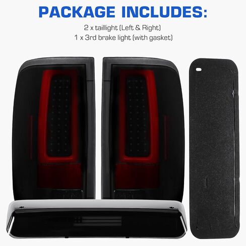 ضوء خلفي LED مناسب لسيارة Ford F150 2004-2008 Fleetside/Styleside Bed Model (مناسب لنوع الهالوجين في المصنع) مجموعة الضوء الخلفي لمصباح الفرامل الخلفية، عدسة دخان سوداء اللون in Kuwait