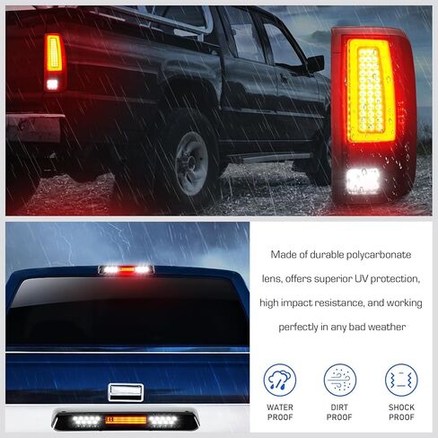 ضوء خلفي LED مناسب لسيارة Ford F150 2004-2008 Fleetside/Styleside Bed Model (مناسب لنوع الهالوجين في المصنع) مجموعة الضوء الخلفي لمصباح الفرامل الخلفية، عدسة دخان سوداء اللون in Kuwait