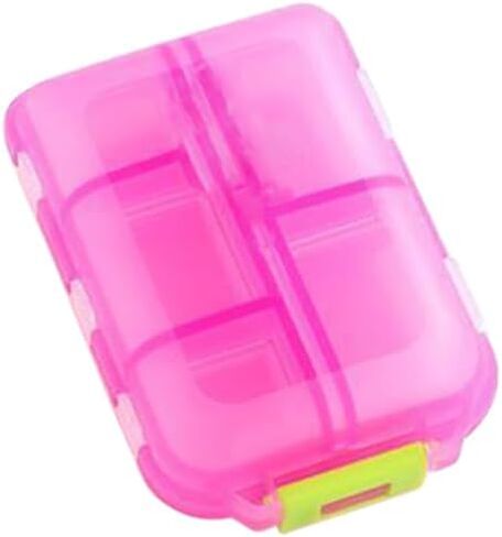 Travel Pill Organizer, Moisture Proof Daily Medicine Dispenser Box, Small Weekly Vitamin Case for Supplement, Fish Oil, Meds, Pocket Pharmacy Cute Capsule Container 10 Compartments, Pink in Kuwait
