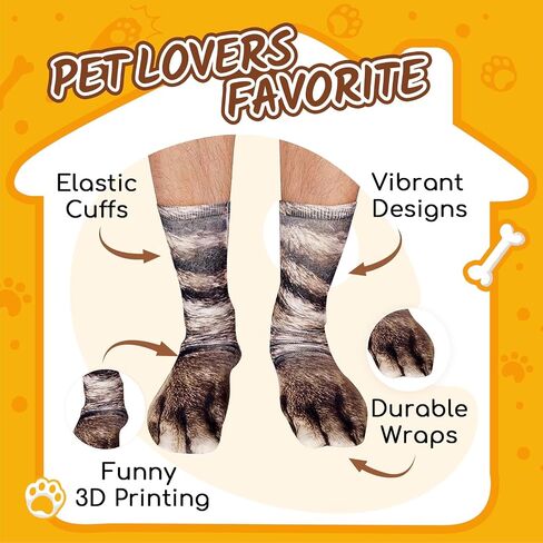 HAPPYPOP Cat Gifts for Teen Boys Girls - Novelty 3D Animal Paw Socks Cat Print Socks for Adult Women Men, Christmas Stocking Stuffer, Valentine's Day Gifts for Her Him in Saudi Arabia