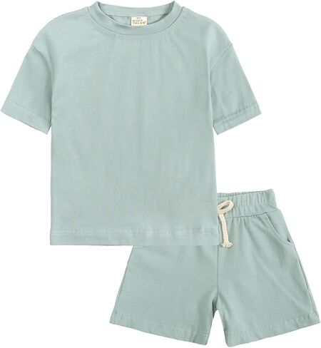 Toddler Boy Summer Outfits 3T 4T 5T Boys Clothes Kids Solid Shorts Set Cotton 2 Piece Clothing Sets in Kuwait