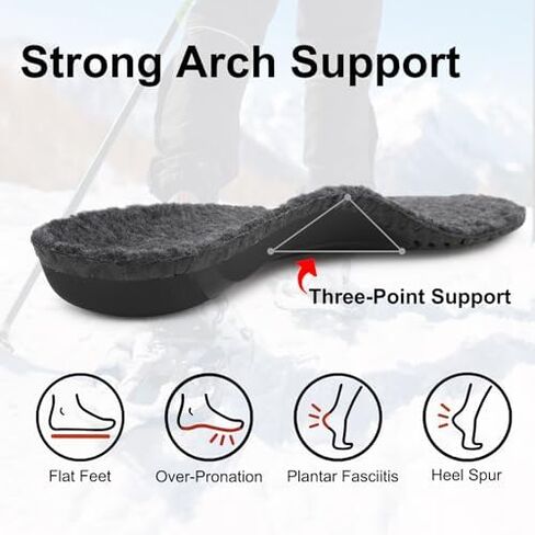 riemot Men's Arch Support Warm Insoles Comfort Lamb Wool Replacement Shoe Inserts Plantar Fasciitis Relief High Arch Orthotics Inserts for Work Boots Slippers Grey US14/ EU47 in Saudi Arabia