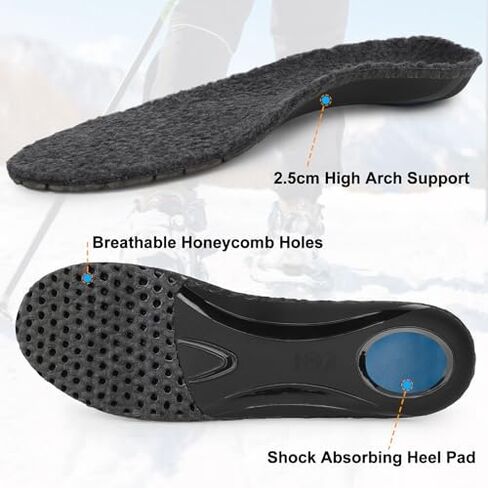 riemot Men's Arch Support Warm Insoles Comfort Lamb Wool Replacement Shoe Inserts Plantar Fasciitis Relief High Arch Orthotics Inserts for Work Boots Slippers Grey US14/ EU47 in Saudi Arabia