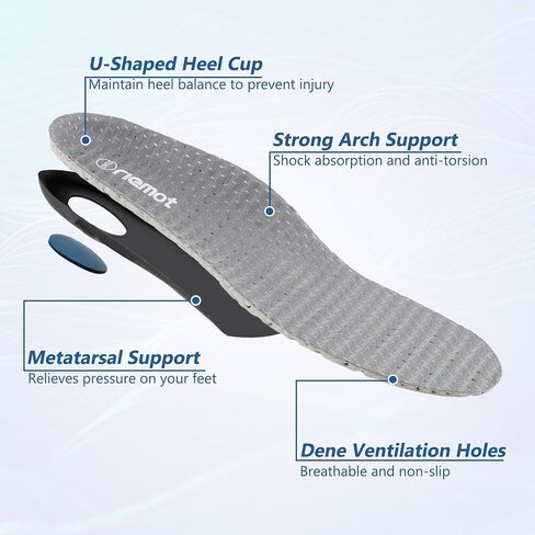 riemot Men's Arch Support Warm Insoles Comfort Lamb Wool Replacement Shoe Inserts Plantar Fasciitis Relief High Arch Orthotics Inserts for Work Boots Slippers Grey US14/ EU47 in Saudi Arabia