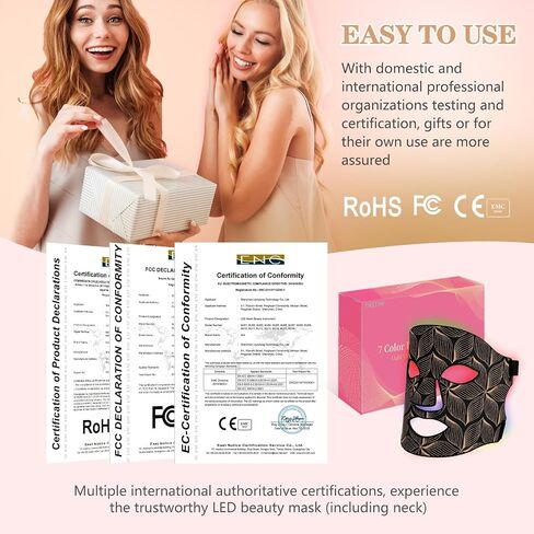 Led Face Mask Light Therapy,Red Light Therapy for Face and Neck,7 Colors LED Facial Skin Care Mask,5 Level Brightness Adjustment,309 LED Beads Can Be Used at Home,Black Gold in Saudi Arabia