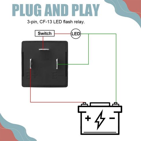 CF-13 LED Flasher Relay ، ترحيل Flasher LED 3 أسنان ، ترحيل إشارة الدوران القابل للتعديل ، وملحقات السيارات العالمية لمشرات إلكترونية للسيارات للسيارات التي تعمل على تحديد الإشارة. in Kuwait