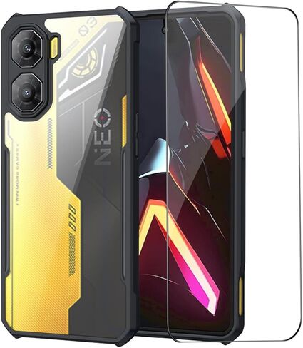 حافظة QUIETIP متوافقة مع هاتف Nubia Neo 2 5G مع واقي شاشة، غطاء واقٍ صلب شفاف مقاوم للصدمات من البولي كربونات، أسود in Kuwait